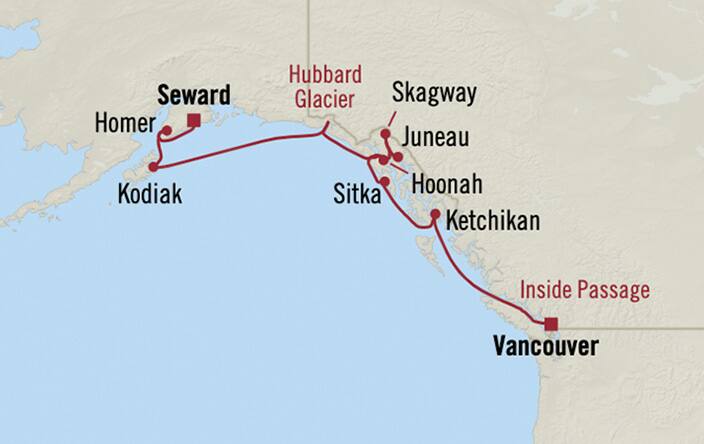 Oceania Cruises 10-days from Seward, Alaska to Vancouver, British ...